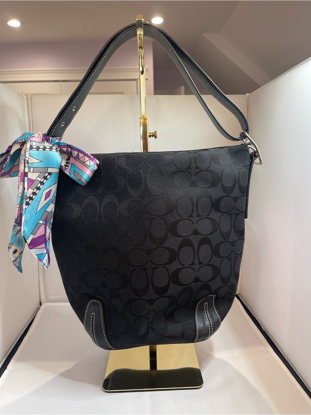 Coach Signature Jacquard Bucket / Hobo Bag